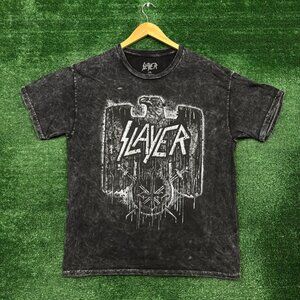 Slayer Eagle Statue Thrash Metal Band Mineral Wash T-Shirt Size Large